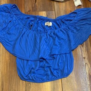 Hollister Royal Blue Off-Shoulder Crop Top